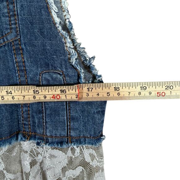 Origami Denim & Lace Vest | Cowgirl Boho Western Layering Piece | S/M - Picture 9 of 10